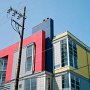 Medium format color film photograph of scene in Emeryville, California by A.E. Graves